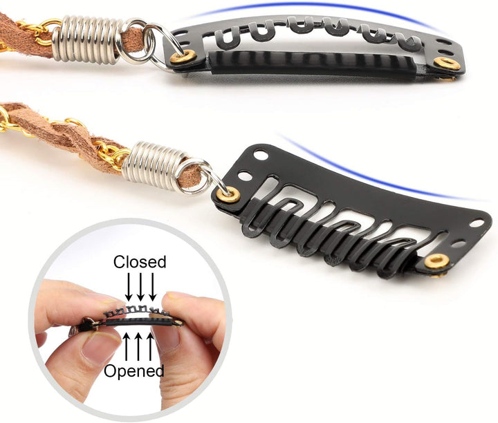 6Pcs Feather Hair Clips, Handmade Boho Hair Extensions with Clip Comb, Bohemian Hippie Hairpin Feather Indian Tassel Hemp Rope Festival Headwear Cosplay Headdress Accessories - Chain Styles