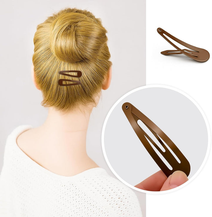Hair Clips Brown Women 2 Inch Metal Hair Clips Snap Clips Kids Barrettes Girls' Hair Accessories(24 PCS Brown)