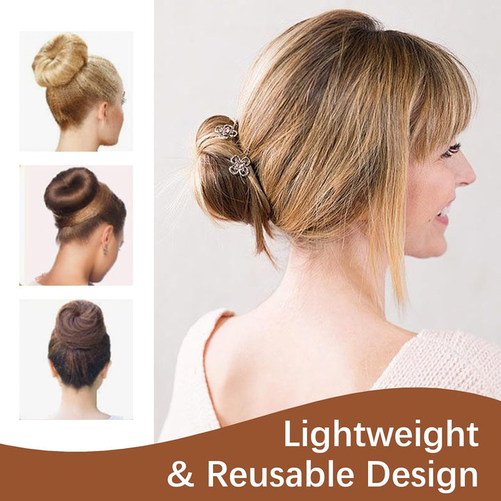 4 Pcs Hair Bun Shaper Set,Ring Style Hair Donuts for Buns with 20 Golden Bobby Pins,Beige Hair Bun Maker for Girls Kids Women DIY Chignon Hair Styles Dancer Ballerina(Four Different Sizes)