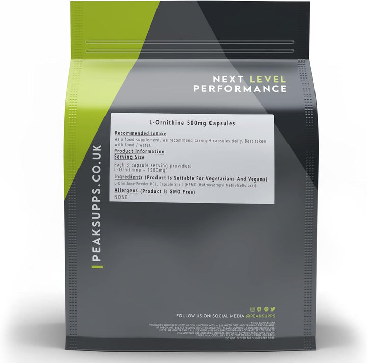 L-Ornithine 500Mg - 90 Capsules | Pure No Fillers | Vegan