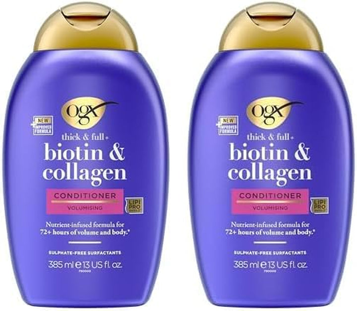 Biotin and Collagen Volumising Hair Shampoo, Thick and Full, with Vitamin B7 Biotin, and Collagen, for Fine Hair, Sulfate Free Surfactants, 385Ml
