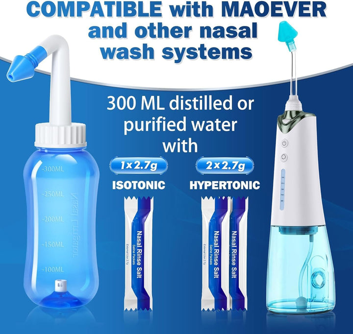 100 Saline, Neti Pot Salt, Individually Wrapped Saline for Neti Pots, Nasal Irrigation, and Squeeze Bottles & Sinus Relief | Sinus Care