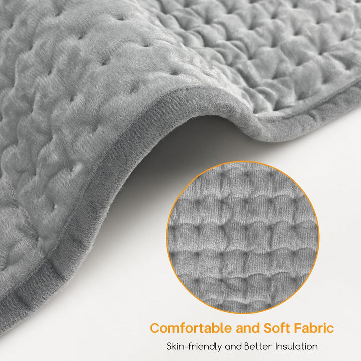 Heating Pad, Electric Heat Pad with Automatic Switch-Off and 10 Temperature Levels Heating Pad for Back Neck Shoulder Belly Heating Technology - Machine Washable-Gray(30X60Cm