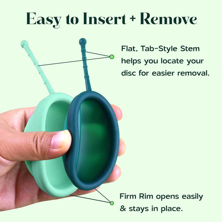 Reusable Menstrual Disc Set of 2 (Small & Large) with Storage Bag, Medical-Grade Silicone, Soft Period Disc, Medium Flow Kit, Feminine Hygiene & Care | Tampons, Pads & Cups Alternative (Green)
