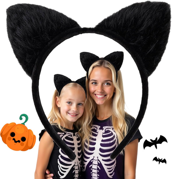 Halloween Cat Ears Headband – Halloween Black Cat Ear Headband for Cosplay, Fancy Dress, Masquerade & Party Costumes