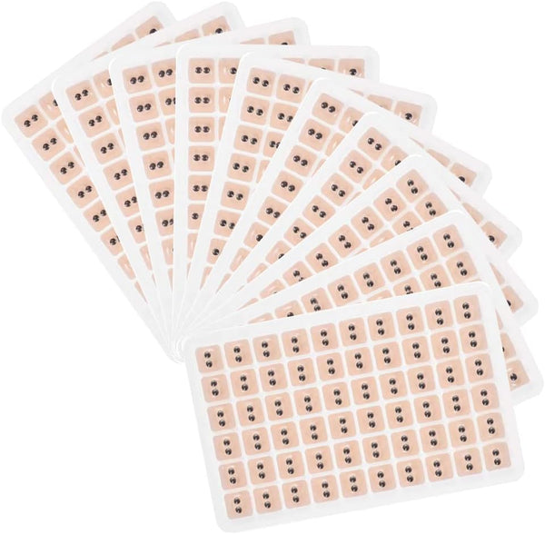 600 Pcs Acupuncture Vaccaria Ear Seeds Disposable Ear Press Seeds Acupuncture Vaccaria Massage Bean Ear Press Patch Use for Ear(10 Sheets)