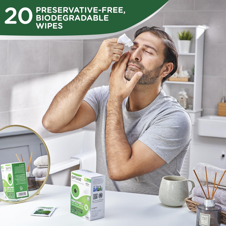 Tea Tree Oil Eyelid Cleansing Wipes - Daily Hygiene & Relief from Blepharitis, Tired and Dry Eyes - 3X20 Pack