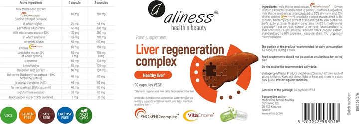 Liver Regeneration Complex 90 Vegan Capsules, Liver Support Supplement UK