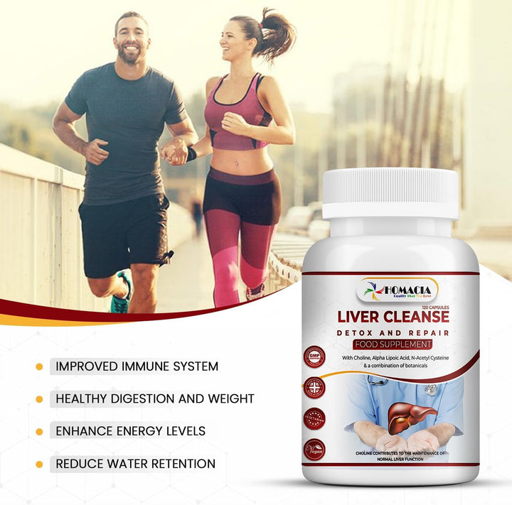 Cleanse Detox and Repair Supplement by Homacia | Choline-Infused Natural & Vegan-Friendly | Liver Health for Women & Men | 120 Caps