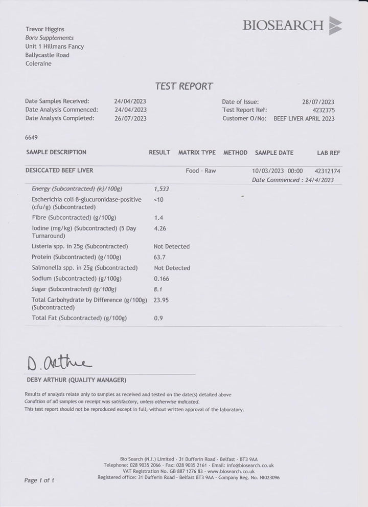 Boru Organic Grass Fed Irish Beef Liver Capsules (180 Capsules) Organically Reared