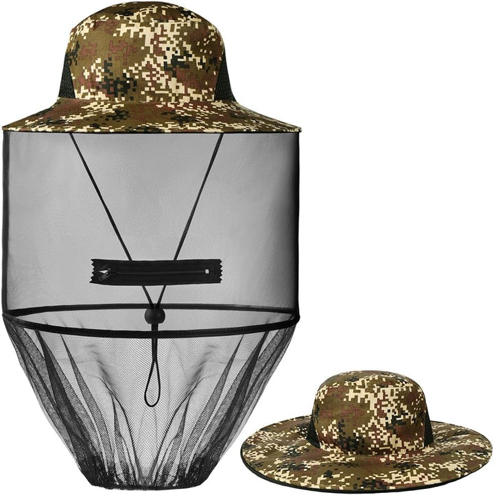 Mosquito Head Net Hat, Mosquito Hat with Removable Netting, Bee Keeper Hat, Anti-Mosquito Fishing Hat, Camping Mosquito Hat, Midgie Face Cover, Portable Midge Head Net Hat for Outdoor Hiking