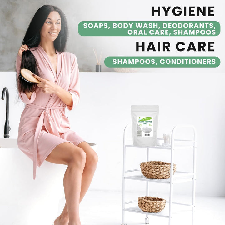 Menthol Crystals - 100 Gr - Cooling and Freshening Effect, Used as Ingredient in Cosmetic Formulation, Sauna Accessories, Sauna Infusion, 100% Natural Mint Oil