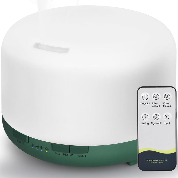 Essential Oil Diffuser 450Ml, Electric Aroma Ultrasonic Aromatherapy Fragrant Oil Vaporizer Humidifier, Purifies the Air, Timer and Auto-Off Safety Switch, 7 LED Light Colors (Light Brown)