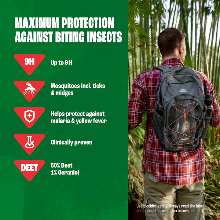Maximum Strength Insect Repellent Aerosol Spray (90Ml - 50% DEET) - up to 9 Hour Protection against Mosquitoes, Ticks & Biting Insects - Mosquito Repellent for Travel & Domestic Use