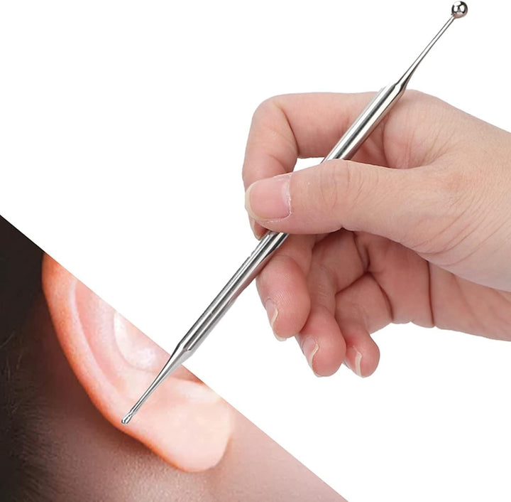 Dual Head Facial Reflexology Tools, 15Cm Stainless Steel Acupuncture Needle Portable Ear and Body Point Probe Pen Self Deep Tissue Massage Tool