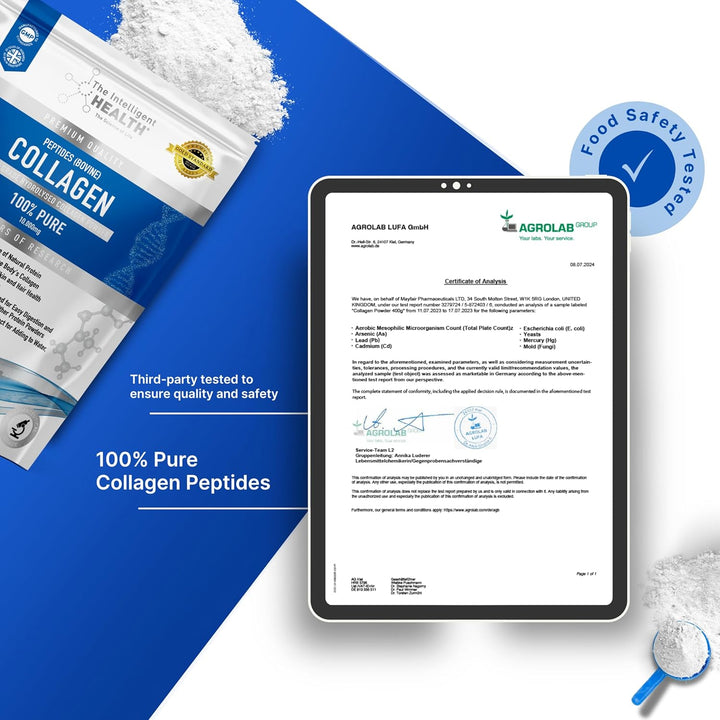Collagen Powder 450G | Pure Hydrolysed Collagen Peptides Type I & III | 45 Servings, 10G Protein | Grass-Fed Bovine | for Women & Men | Unflavoured, Gluten Free, Keto & Paleo