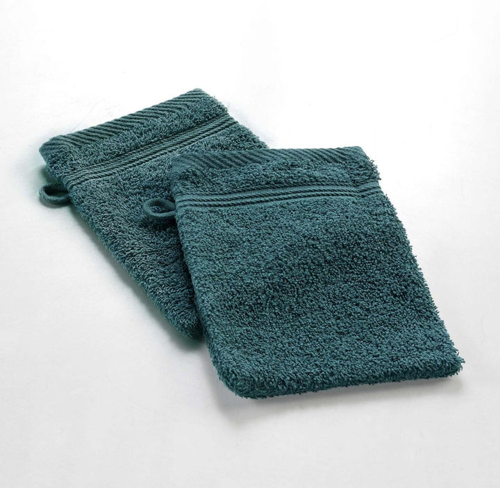 , 2 Wash Mitts (15 X 21 Cm) Tendresse Emerald, Plain Sponge