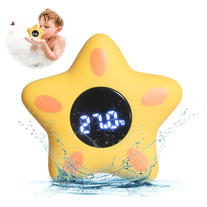 Baby Bath Thermometer, Cartoon Tortoise Shape LED Newborn Water Thermometer with Automatic Induction Switch, High-Precision Smart Digital Room Temperature Thermometer