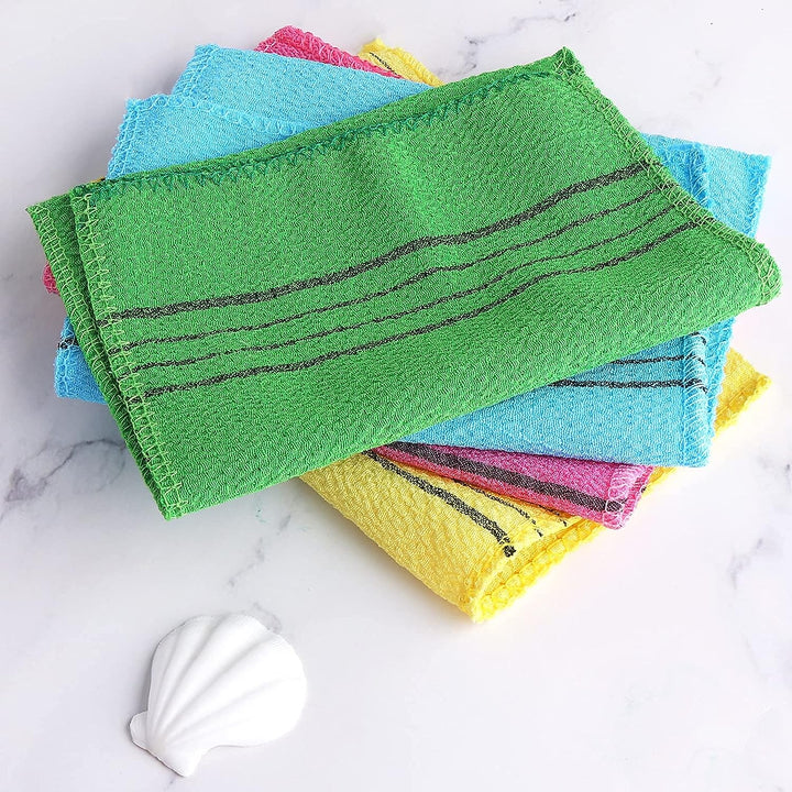 5Pcs Asian Exfoliating Washcloth Italy Towel Korean Exfoliating Mitt Dual-Sided Exfoliating Glove for Removing Dead Skin Callus Scrubbing Shower Spa Scrub Mitt Bath Accessories