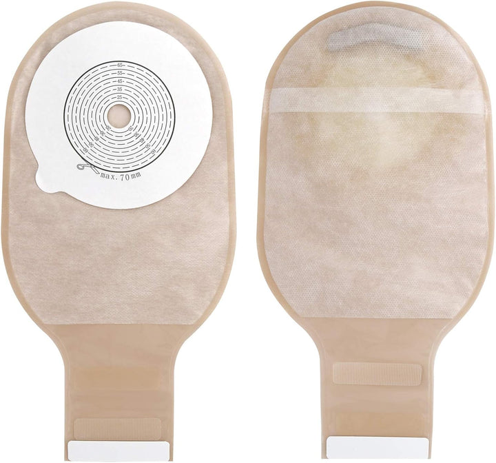 One Piece Ostomy Bag, Drainable Pouches Colostomy Ostomy Care Bag Incontinence Bags for Ileostomy Care Supplies, Cut to Fit 20-65Mm(Pack of 10)