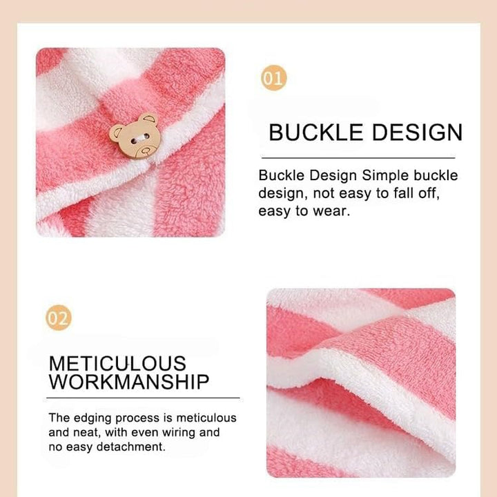 Thicken Hair Towel Wrap - Super Soft, Fast Drying Turbans for Long, Thick, Curly Hair - anti Frizz Wrap with Elastic Strap (Brown)