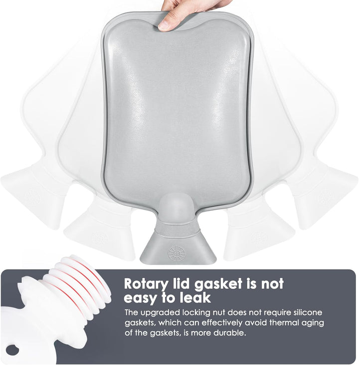 Hot Water Bottle with Luxury Cosy Faux Fur Cover,2L Leakproof Large Hot Water Bag for Neck,Shoulder,Hand Feet Warmer,Gifts for Women,Men(Grey)