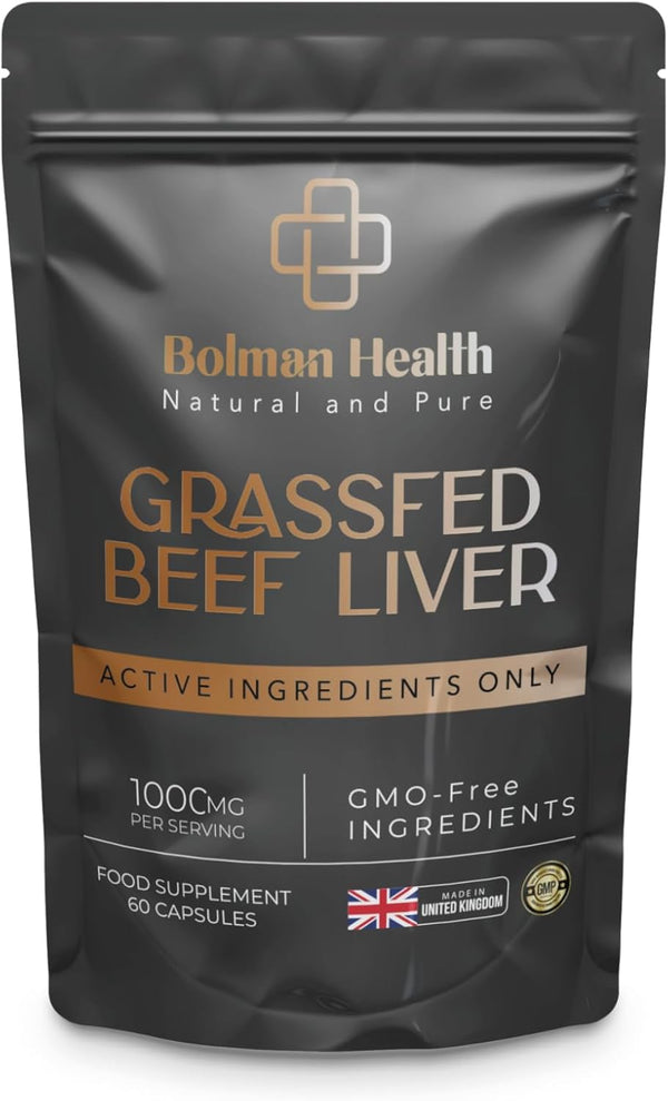 Grass-Fed Beef Liver Capsules | 1000Mg Freeze-Dried Bovine Liver | Supports Energy, Immunity, Metabolism & Vitality | 60 Capsules | High Protein Nutrient-Dense Superfood | Non-Gmo | Made in UK