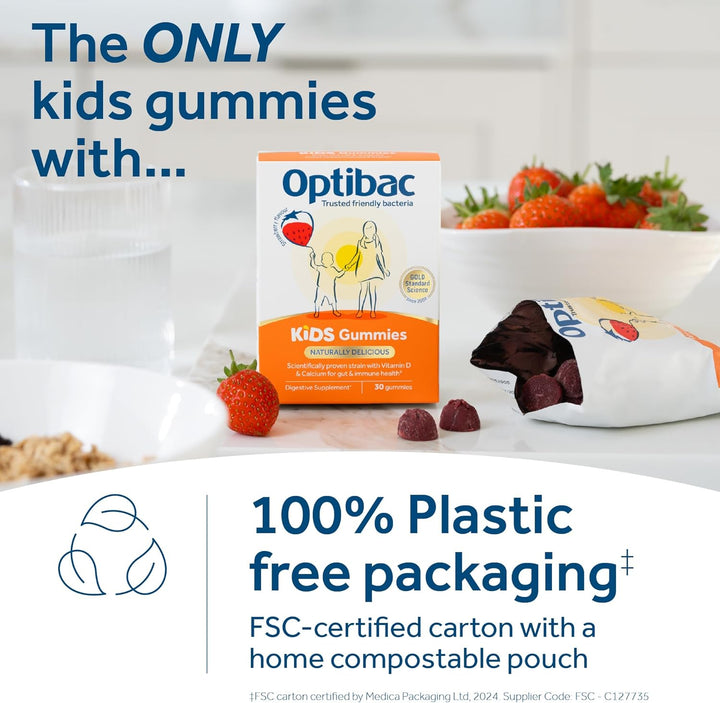 Optibac Kids Probiotic Gummies - with Vitamin D & Calcium for Immune System Support & Gut Health - 30 Vegan Gummies