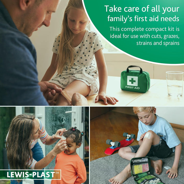 Lewis-Plast Premium First Aid Kit for Home Car Holiday and Workplace - Includes Bandages, Eye Pods, Ice Packs and Essentials for Everyday Situations, 90 Count (Pack of 1)