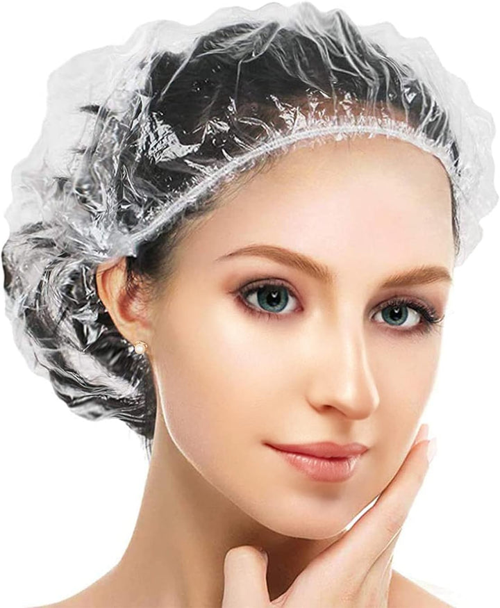 50PCS Disposable Shower Caps - 44CM Plastic Elastic Bath Cap - Waterproof Hair Caps for Home Use, Hotel, Spa, and Hair Salon