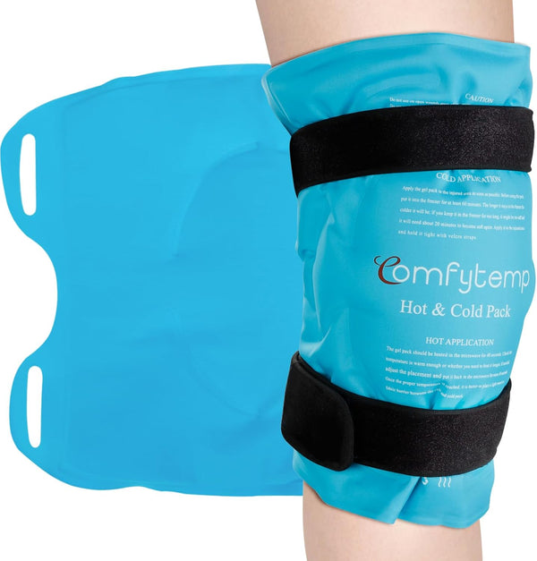 27X35Cm Knee Ice Pack Wrap, Reusable Gel Cold Pack for Knee Pain Relief, Hot & Cold Compress Therapy for Leg Injuries, Knee Replacement Surgery, Arthritis, Bruises & Sprains