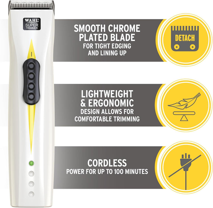 Super Trimmer, Professional Hair Trimmers, Barber Supplies, Cord/Cordless, Lightweight and Ergonomic Design, Tight Edging and Lining, LED Charge Indicator