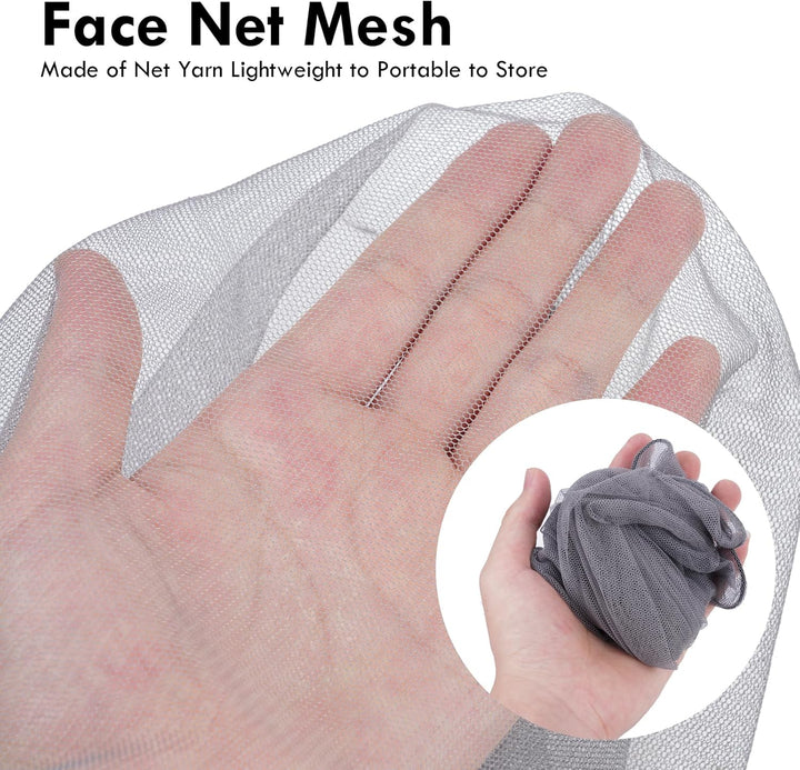 Midge Head Net, Mosquito Head Protecting Net with Storage Bag, Mosquito Head Net Face Mesh, Fine Mesh Insect Netting Cover for Outdoor, Hiking, Camping, Climbing, Walking, Fishing (Grey, 2PCS)