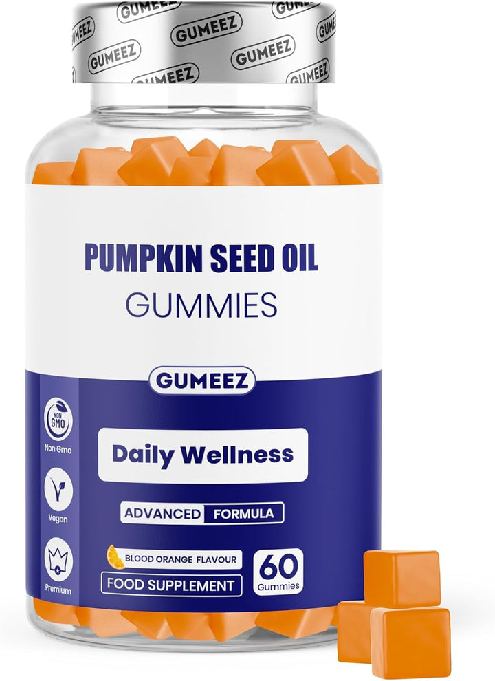 Pumpkin Seed Oil Gummies 2,000Mg - High Strength for Prostate & Bladder Support and Hair & Nails Nourishment - Delicious Blood Orange Flavour - 30 Day Supply - Vegan Food Supplement