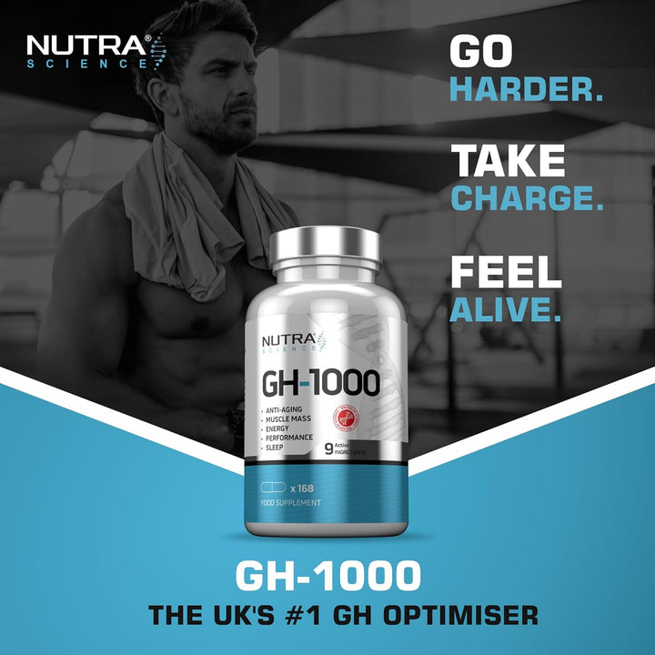 GH-1000 for Men Hormone Suport | Anti-Aging, Muscle Growth, Energy, Sleep | 168 Vegan Capsules Muscle Growth Supplements