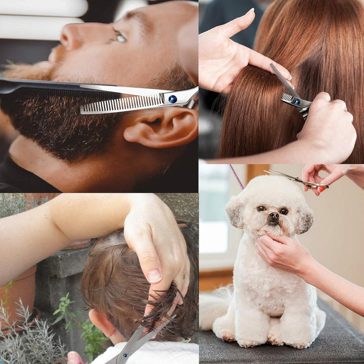 Hairdressing Scissors, ZYNWEAI Professional 6 Inch Haircut Scissor & Thinning Scissors Set, Hair Cutting Kit, Haircut Beard Trimming Shaping Grooming for Men Women Children Pets Home Salon Barber