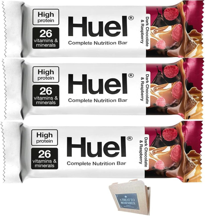 Huuel Complete Nutrition Bar Variety Pack 55G– 4 Flavours (Chocolate Chip Cookie Dough,Chocolate Caramel, Dark Chocolate Raspberry, Fudge Brownie)| (4 Bars, 4 Flavours Variety Pack)