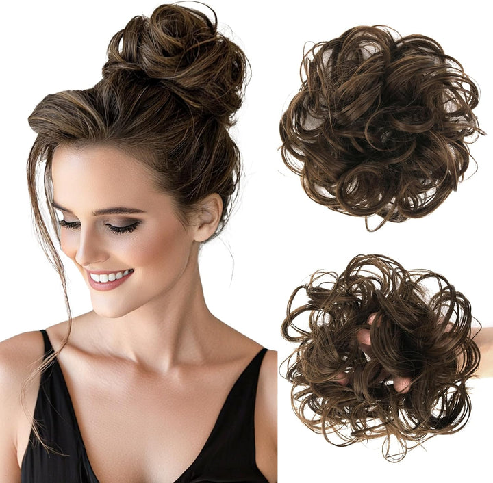 Messy Bun Hair Piece for Women,Curly Wavy Hair Scrunchies Bun Extensions Hairpieces,Synthetic Hair Chignons Accessories Updo for Girls(18/22#,35G)