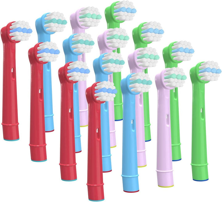 16Pcs Toothbrush Head for Kids, Toothbrush Head Compatible for Oral B, Children Electric Toothbrush Heads Replacement Heads for Braun, Dual Clean, Precision Clean, White Clean