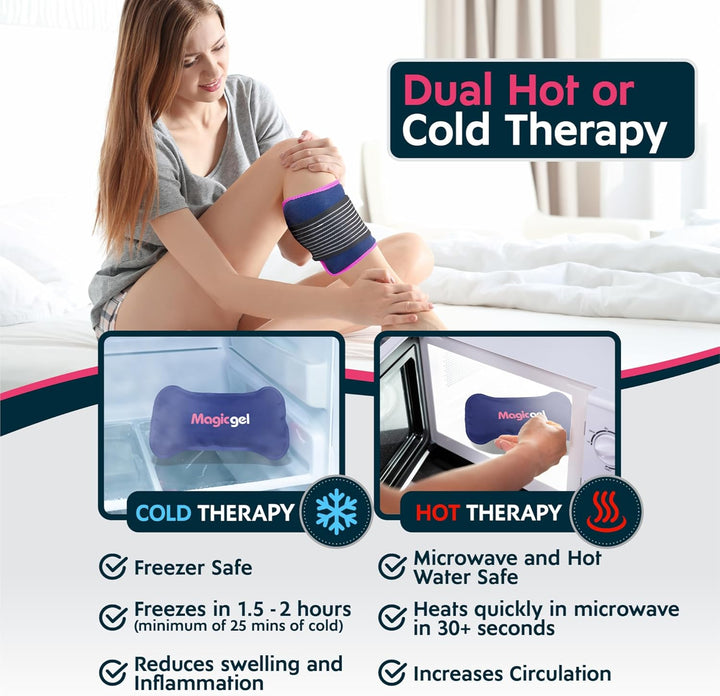 Ice Packs - Cold Compress Reusable - Flexible Wrap around Gel Ice Pack Knees Back Shoulders Arms and Legs - Hot and Cold Compress Cooling Packs