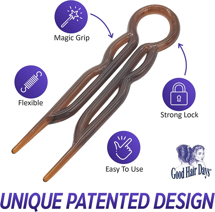 Hair Pins - Plastic, U-Shaped Magic Grip Hairpins, Strong Durable Pins for Fine, Thick & Long Hair, Hair Styling Accessories (Tortoise Shell)