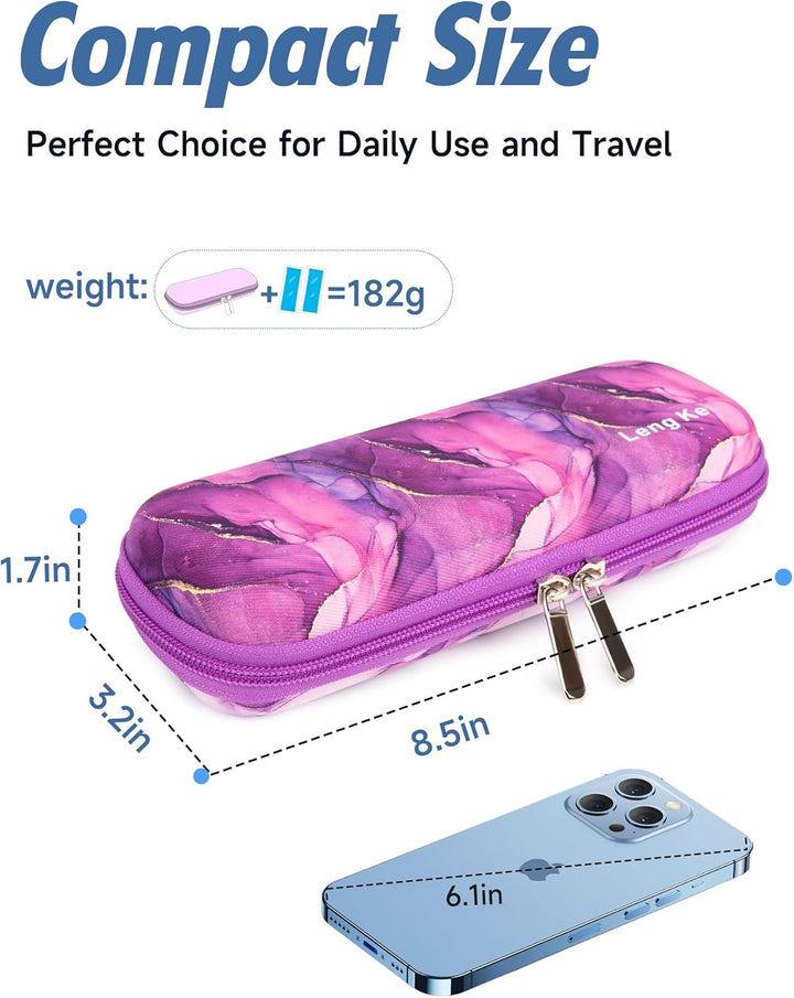 Manjaro Travel Case - Insulin Cooler Travel Case with 2 Ice Packs, Medication Cooler Bag for Fridge, Keep Medicine Cool While Traveling for Diabetic Supplies (Marble Purple)