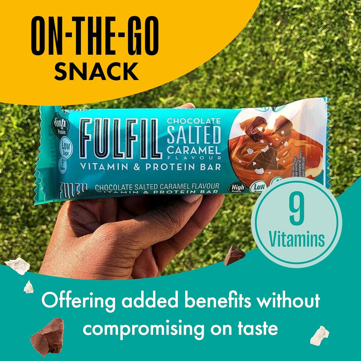 Vitamin and Protein Bars (15 X 55 G Bars) — Chocolate Salted Caramel Flavour — 20 G High Protein, 9 Vitamins, Low Sugar