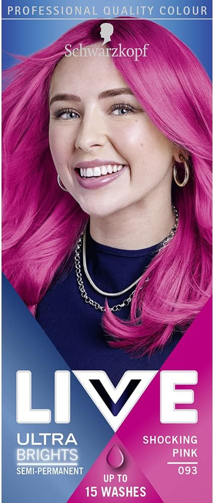 Schwarzkopf  Ultra Brights or Pastels, Vibrant Semi-Permanent Pink Hair Dye, Lasts up to 15 Washes- Shocking Pink 093