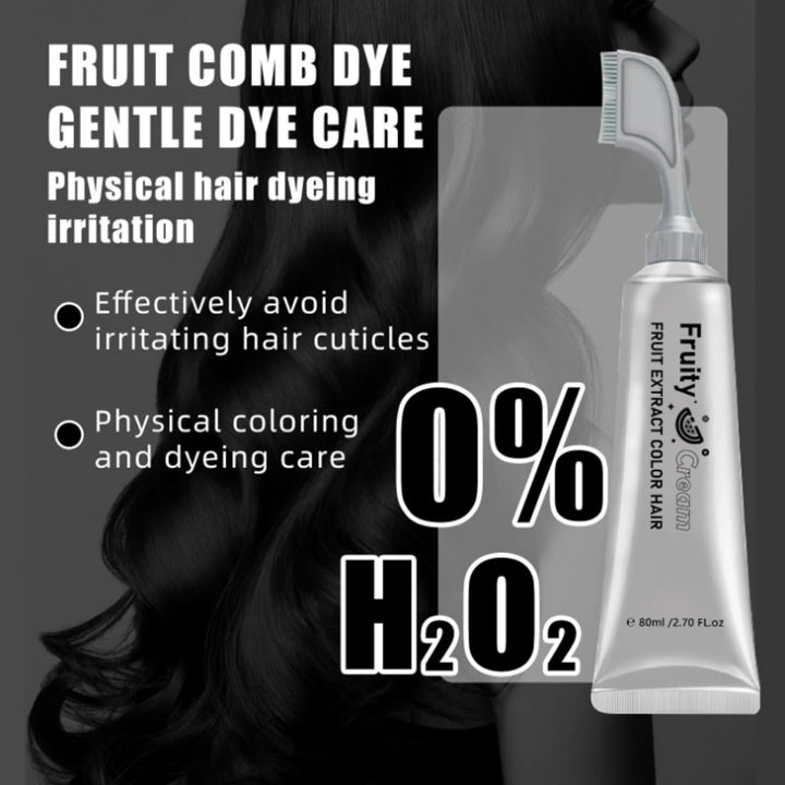 Fruit Essence Hair Dyeing Comb, 2025 New Black Fruit Dyeing Cream, Plant Extract Hair Dye Essence, Hair Dye Cream with Comb, Natural Gray Coverage, Easy Home Hair Color Kit (01#)
