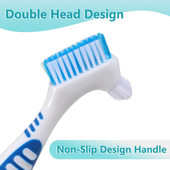 8Pcs Retainer Brush,Denture Brushes, Multi-Layer Bristles, Double-Sided Retainer Cleaning Brushes, for Dentures Care, Blue, Purple, Green, Orange