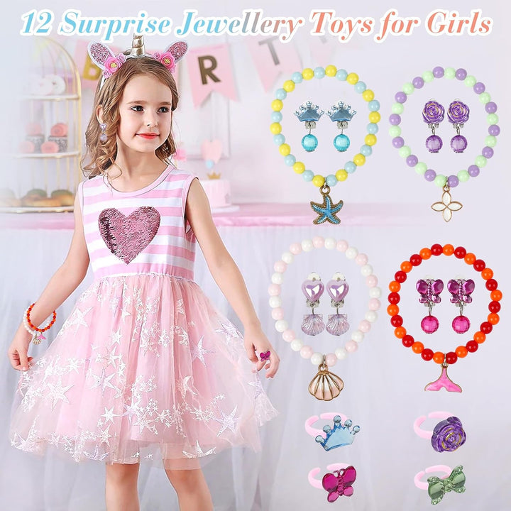 12 Pack Bath Bombs for Kids Girls with Surprise Toys Inside, Fun Kids Safe, Handmade Natural Bubble Spa Bath Ball with Jewelry Toys, Bath Bomb Gifts for Birthday Christmas Holiday for Girls Ages 3-12