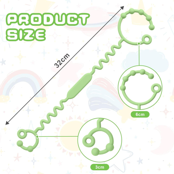 Silicone Toy Clip - 2Pcs Food-Grade Silicone Pacifier & Sippy Cup Strap, Adjustable Stroller Clip, Baby Anti-Drop Toy Chains (Blue/Green)