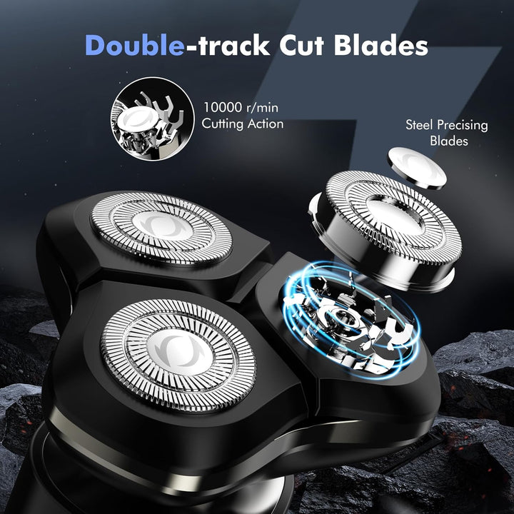 Electric Razor for Men, 2025 Magnetic Electric Shavers, IPX7 Waterproof Wet/Dry Mens Shaver, Smart LED Display & All-In-One Charging Base with Trimmers