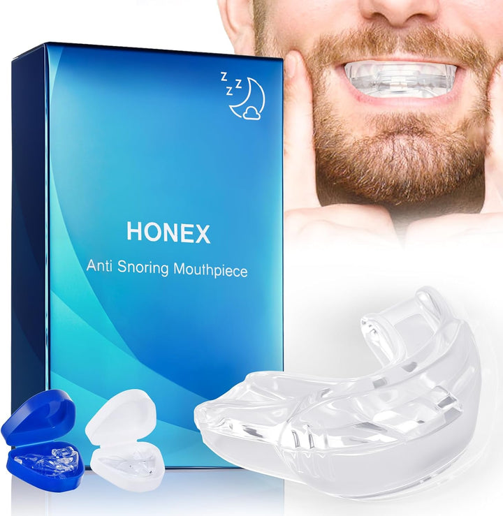 Honex anti Snoring Mouthpiece. Adjustable Mandibular Advancement Device with Travel Case, Comfortable -Free for Men and Women